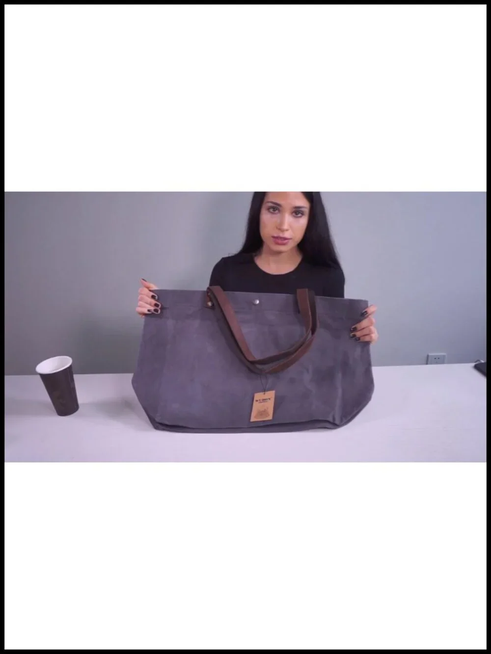 Waxed Canvas Extra Large Travel Tote Shoulder Bag